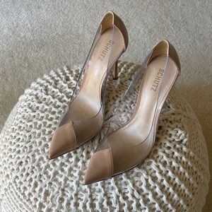Schutz Cendi Heel in Transparent & Honey Beige